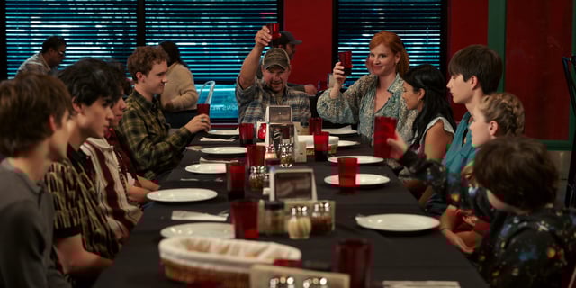 The Walter family and Jackie break bread at a local restaurant.