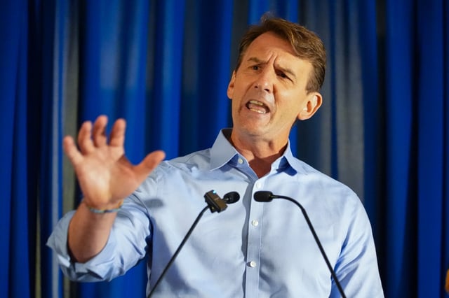 U.S. Rep. Frank J. Mrvan, D-Highland, speaks during a press conference in the Indiana Statehouse rotunda following a visit by Vice President JD Vance in Indianapolis, Thursday, Aug. 7, 2025. (AP Photo/Michael Conroy)