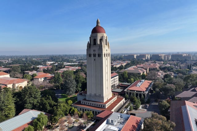 Stanford University’s campus is seen from above on Dec. 11, 2024.