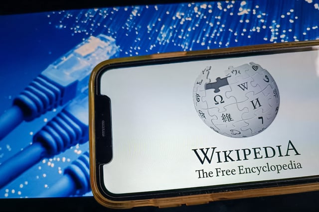 Illustration of the Wikipedia the free encyclopedia website application, Paris, France, January 24, 2025.