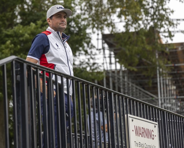 Keegan Bradley visits Bethpage Black on August 18.