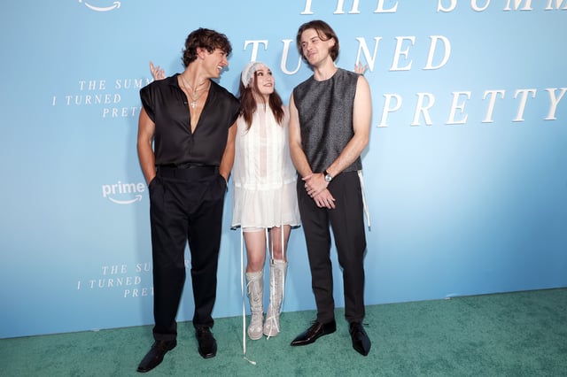 NEW YORK, NEW YORK - JULY 16: (L-R) Gavin Casalegno, Lola Tung and Christopher Briney attend "The Summer I Turned Pretty" Season 3 New York Launch Event at Refinery Rooftop on July 16, 2025 in New York City. (Photo by Michael Loccisano/Getty Images)