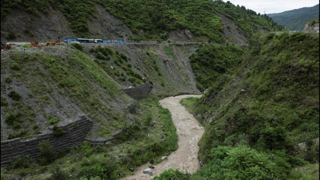 The Bhagirathi river after heavy rainfall in Chinyalisour, Uttarakhand, on August 6. (REUTERS)