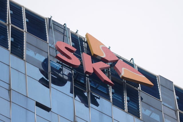 A logo of SK Telecom is seen at the SK Telecom headquarters, in Seoul, South Korea, July 4, 2025. REUTERS/Kim Soo-hyeon/ File Photo