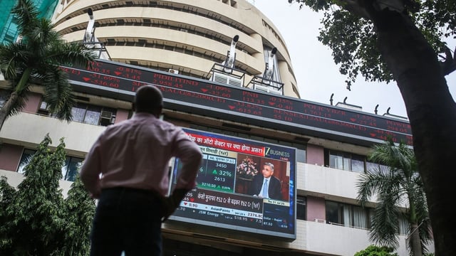 The Bombay Stock Exchange building on Dalal Street in Mumbai.