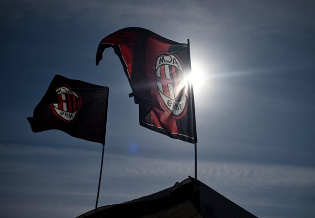 Soccer Football - Champions League - Group F - AC Milan v Newcastle United - San Siro, Milan, Italy - September 19, 2023 AC Milan flags are seen outside the stadium before the match REUTERS/Daniele Mascolo/File Photo