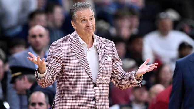 Mar 22, 2025; Providence, RI, USA; Arkansas Razorbacks head coach John Calipari during the first half of a second round men’s NCAA Tournament game against the St. John's Red Storm at Amica Mutual Pavilion. Mandatory Credit: Brian Fluharty-Imagn Images