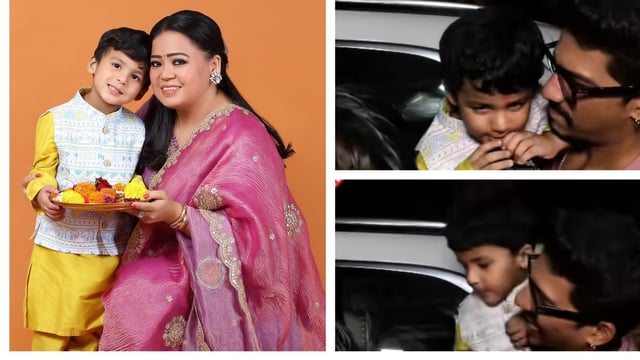 On Wednesday, Bharti along with her husband Haarsh Limbachiyaa and her son stepped out to celebrate Ganesh Chaturthi in Mumbai.