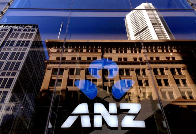 The logo of the ANZ Banking Group is displayed in the window of a newly opened branch in central Sydney, Australia, April 30, 2016. REUTERS/David Gray/File Photo