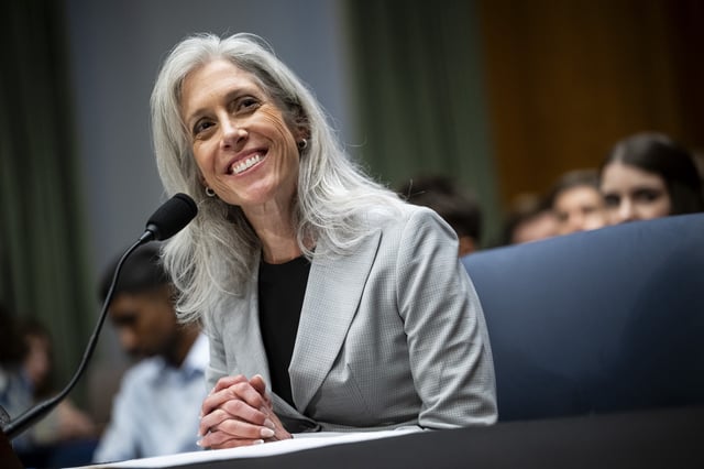 Dr. Susan Monarez testifies during a Senate Health, Education, Labor, and Pensions Committee hearing on her nomination to be Director of the CDC, at the U.S. Capitol, in Washington, D.C., on Wednesday, June 25, 2025.