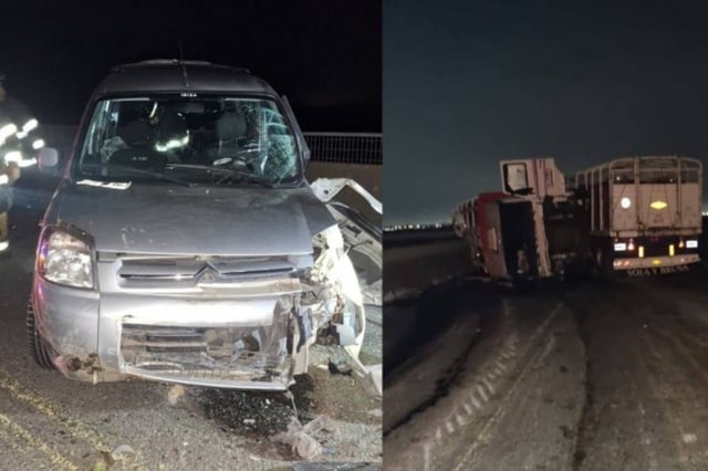 Una joven descendió de un auto a ver el accidente de un camión con ganado y un toro la embistió: fue internada.