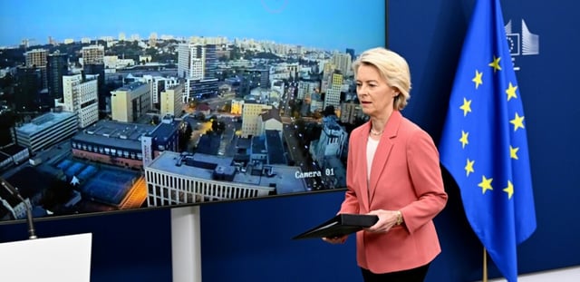 La présidente de la Commission européenne Ursula von der Leyen, à Bruxelles, le 28 août 2025