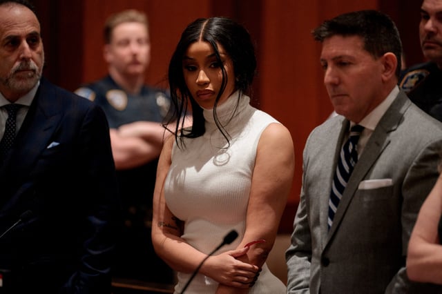 Rapper Cardi B appears at the Queens County Criminal Court in Queens, New York, U.S., Jan. 17, 2023.