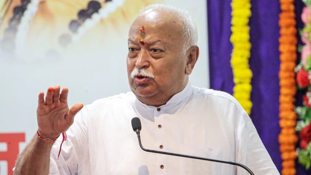 RSS Chief Mohan Bhagwat spoke during an event at Raiwasa Dham in Rajasthan’s Sikar.