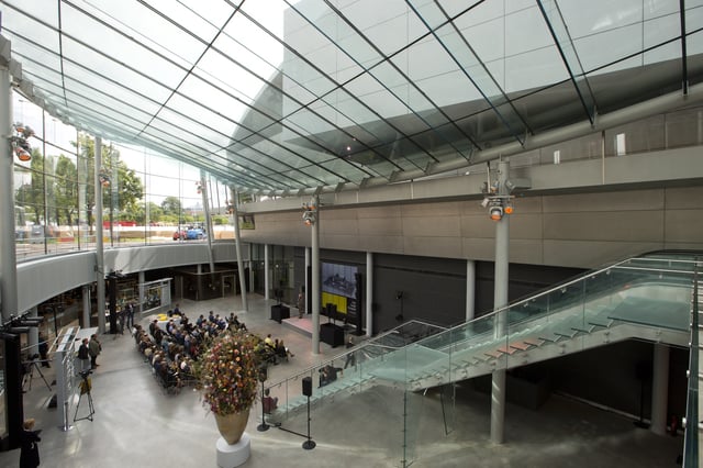FILE - View of the new entrance to the Van Gogh museum in Amsterdam, Netherlands, Tuesday, Sept. 1, 2015. (AP Photo/Peter Dejong, File)