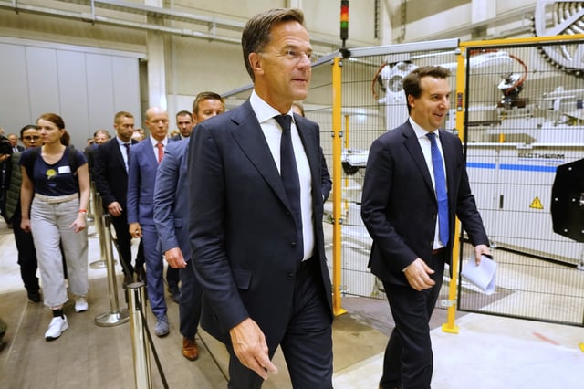 NATO Secretary General Mark Rutte attends the inauguration of the newly built artillery ammunition plant by German arms manufacturer Rheinmetall in Unterluess, Germany, Wednesday, Aug. 27, 2025. (AP Photo/Markus Schreiber)