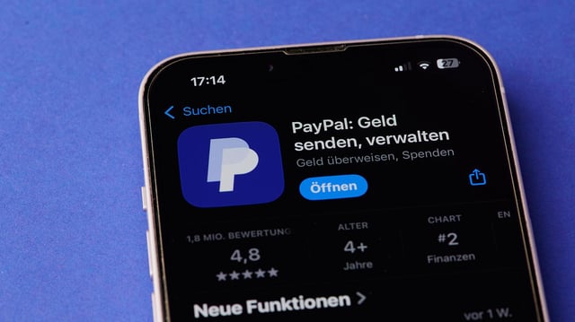 PayPal-App-Symbol auf einem Smartphone-Bildschirm.