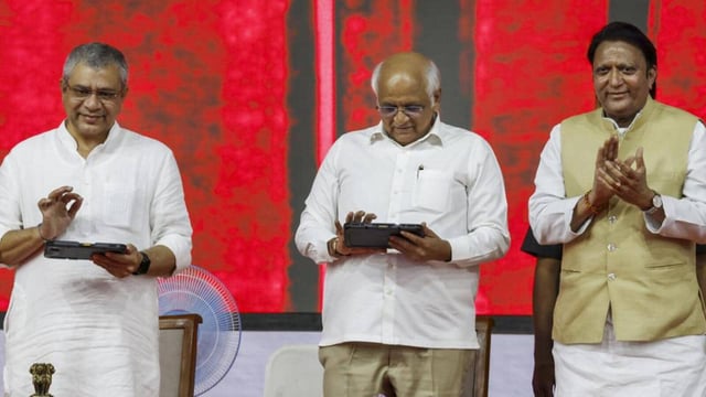 Information Technology (IT) minister Ashwini Vaishnaw and Gujarat CM Bhupendra Patel said at the inauguration of CG Semi’s pilot OSAT (Outsourced Semiconductor Assembly and Test) facility on Thursday (PTI)