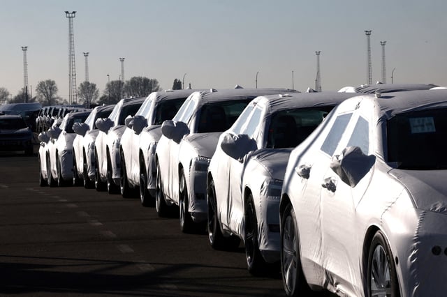 New cars are seen parked in the port of Zeebrugge, Belgium, October 24, 2024. REUTERS/Yves Herman/File Photo