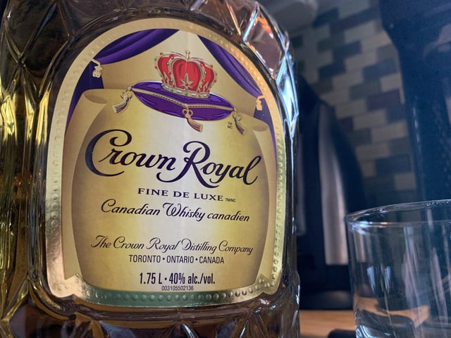 A bottle of Crown Royal Canadian whisky is seen in Burlington, Ont., on Thursday, Aug. 28, 2025. THE CANADIAN PRESS/Sean Vokey