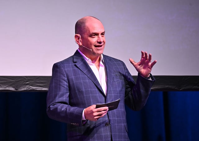 ATLANTA, GEORGIA - NOVEMBER 02: Andrew Morse speaks onstage during the premiere of AJC's "The South Got Something To Say" documentary screening at Center Stage Theater on November 02, 2023 in Atlanta, Georgia. (Photo by Paras Griffin/Getty Images)