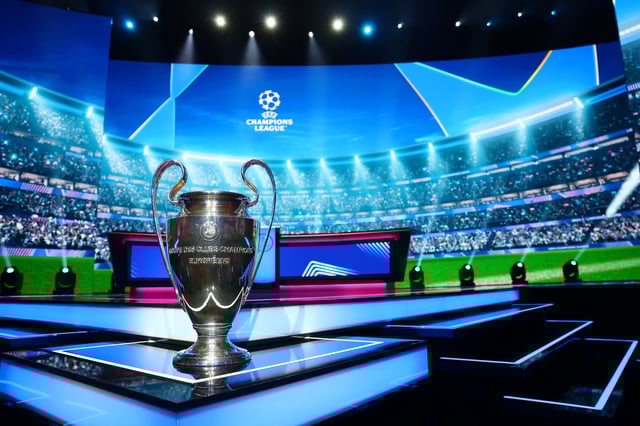 Soccer Football - UEFA Champions League Draw - Grimaldi Forum, Monaco - August 28, 2025 The UEFA Champions League trophy is displayed ahead of the draw REUTERS/Stephane Mahe