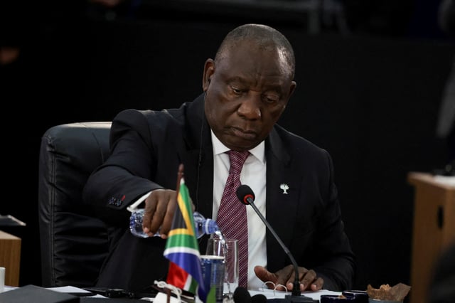 South African President Cyril Ramaphosa attends the opening meeting of the BRICS summit at the Museum of Modern Art (MAM) in Rio de Janeiro, Brazil July 6, 2025. REUTERS/Ricardo Moraes/File Photo