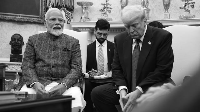 President Donald Trump and Indian Prime Minister Narendra Modi meet in the Oval Office at the White House