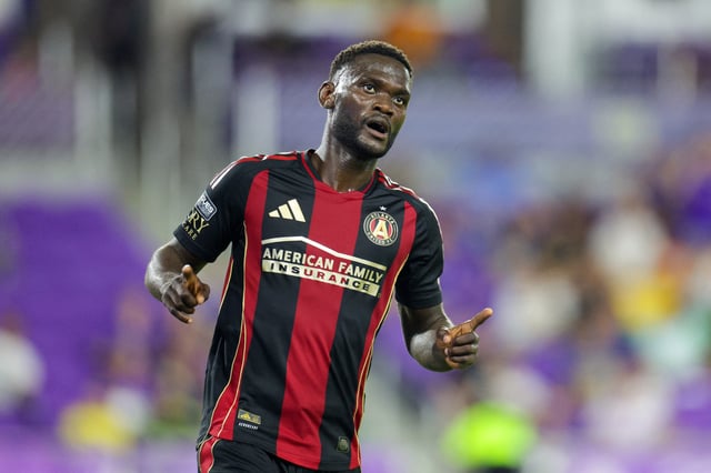 Aug 2, 2025; Orlando, FL, USA; Atlanta United FC forward Emmanuel Latte Lath (19) reacts after scoring a goal against Pumas UNAM in the first half at Inter&Co Stadium. Mandatory Credit: Nathan Ray Seebeck-Imagn Images/File Photo