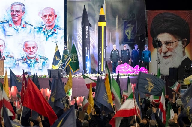 Lors d'une cérémonie commémorative en l'honneur des Iraniens tués pendant la guerre avec Israël, à Téhéran, le 2 juillet 2025.