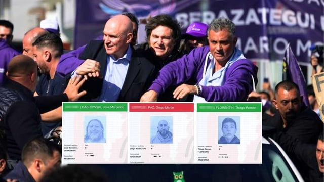 Los identikits de tres presuntos agresores de Milei en Lomas de Zamora. 