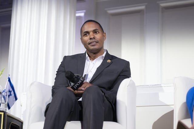 Representative Ritchie Torres speaks during The Jerusalem Post New York conference on June 3, 2024 in New York City.