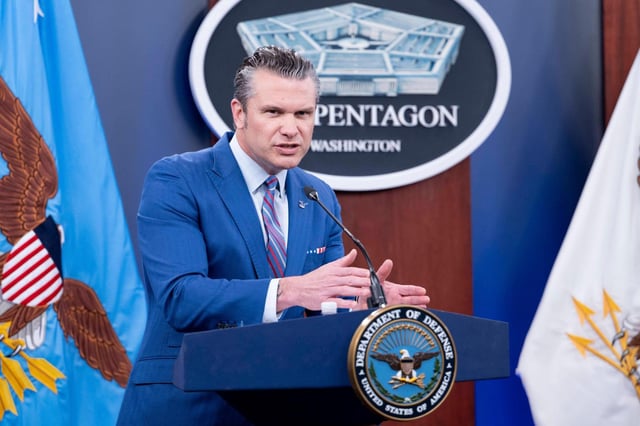 Department of Defense Secretary Pete Hegseth said "the use of Chinese nationals to service Department of Defense cloud environments, it's over." (KEVIN WOLF/AP)
