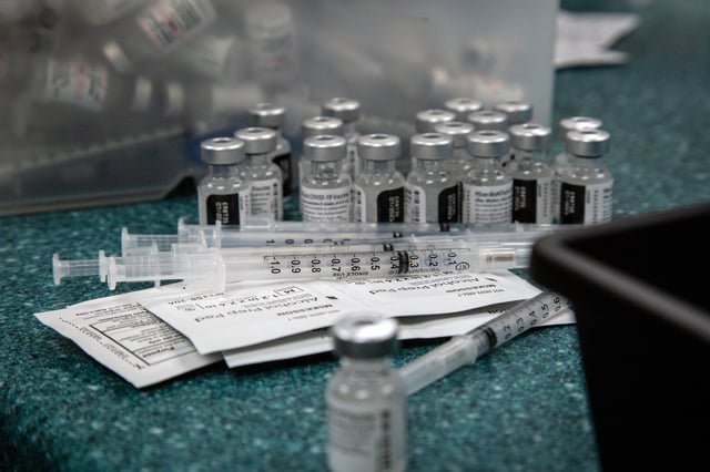 Doses of the Pfizer coronavirus vaccine are seen being prepared on Wednesday, May 12, 2021, in Decatur, Ga. Hundreds of children, ages 12 to 15, received the Pfizer vaccine at the DeKalb Pediatric Center, just days after it was approved for use within their age group. (AP Photo/Ron Harris)