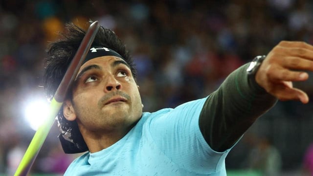 India's Neeraj Chopra in action during the men's javelin throw at the Diamond League Final in Zurich. (REUTERS)