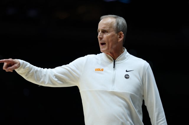 Mar 30, 2025; Indianapolis, IN, USA; Tennessee Volunteers head coach Rick Barnes reacts in the second half during the Midwest Regional final of the 2025 NCAA tournament at Lucas Oil Stadium. Mandatory Credit: Trevor Ruszkowski-Imagn Images/File Photo