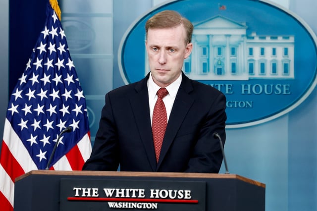U.S. National Security Advisor Jake Sullivan speaks at a daily news conference in the Brady Press Briefing Room at the White House on May 22, 2024 in Washington, D.C.