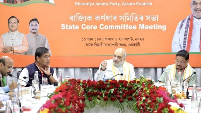 In a post on X, Union home minister Amit Shah said the Himanta Biswa Sarma government was fulfilling the aspirations of the people of Assam and every party worker should dedicate themselves to building a prosperous Assam. (X/AmitShah)