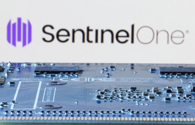 SentinelOne logo is seen near computer motherboard in this illustration taken January 8, 2024. REUTERS/Dado Ruvic/Illustration/File Photo