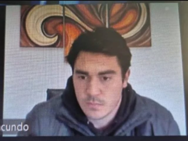 Facundo Plos en la audiencia judicial virtual.
