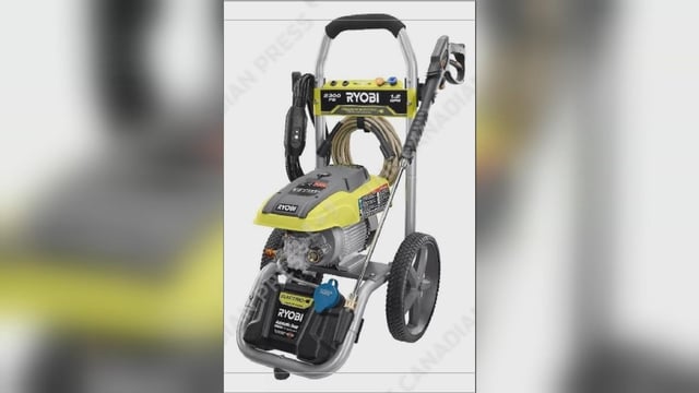 This image released by the U.S. Consumer Product Safety Commission, shows a Ryobi-branded electric pressure washer. Several models of the washer have been recalled in Canada and the U.S. 