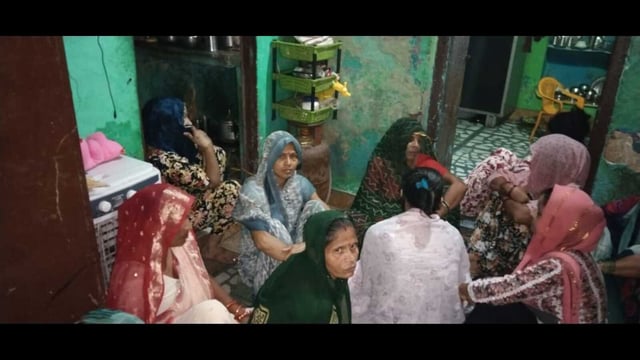 Family and relatives await the arrival of the deceased at their residence in Agra (HT )
