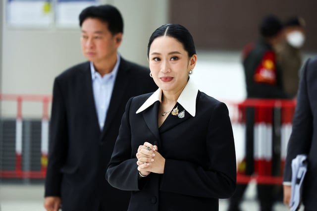 Suspended Thai Prime Minister Paetongtarn Shinawatra leaves the Constitutional Court after testifying in a high-profile ethics case, following a leaked phone conversation between her and Cambodia’s former leader Hun Sen, in Bangkok, Thailand, August 21, 2025. REUTERS/Athit Perawongmetha/File photo