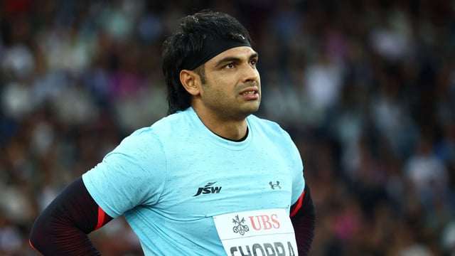 India's Neeraj Chopra in action during the Men's Javelin Throw Final
