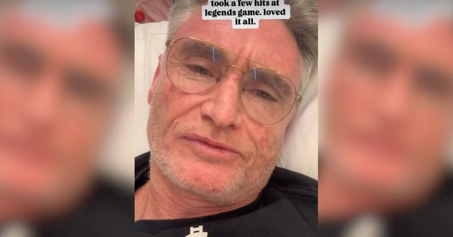 Screenshot of Dave Hughes' social media video seemingly taken from a hospital bed. Picture supplied.