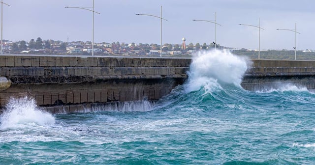 Wild weather at the Warrnambool breakwater. File picture