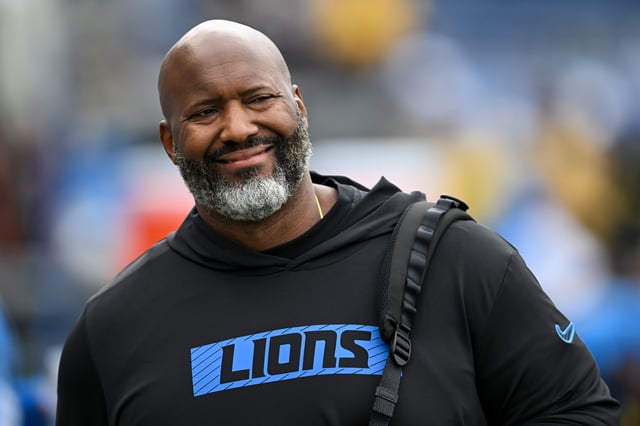 CANTON, OHIO - JULY 31: Executive vice president & general manager Brad Holmes of the Detroit Lions looks on prior to the 2025 Pro Football Hall of Fame Game against the Los Angeles Chargers at Tom Benson Hall of Fame Stadium on July 31, 2025 in Canton, Ohio. (Photo by Nick Cammett/Getty Images)