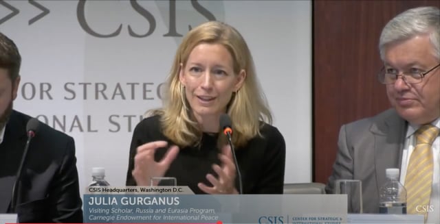 Former CIA agent Julia Gurganus speaks at an event on the Russia-Ukraine war.