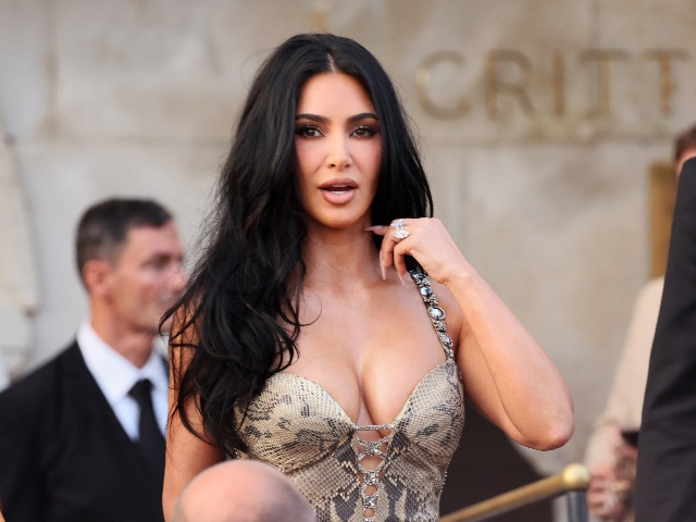 VENICE, ITALY - JUNE 26: Kim Kardashian is sighting ahead of Jeff Bezos and Lauren Sanchez Wedding at Hotel Gritti on June 26, 2025 in Venice, Italy. (Photo by Ernesto Ruscio/GC Images)