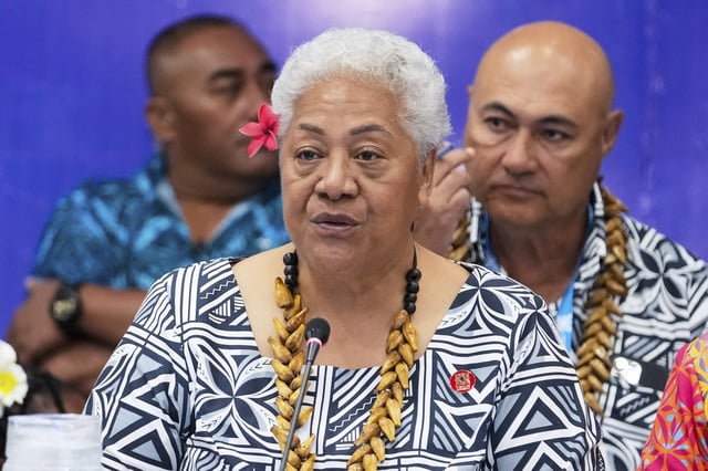 FILE - Samoan Prime Minister Afioga Fiamē Naomi Mataʻafa at the Foreign Ministers meeting during the Commonwealth Heads of Government meeting in Apia, Samoa, Oct. 24, 2024. (AP Photo/Rick Rycroft/Pool, File)
